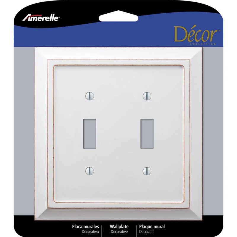 affordable dinner plates for families-Amerelle Savannah White 2 gang Wood Toggle Wall Plate 1 pk