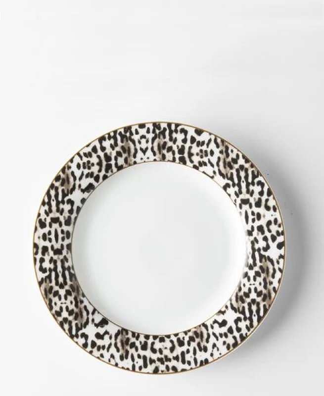 classic tableware set for family meals-Jenna Clifford Leopard Side Plate 21cm - White With Leopard Print