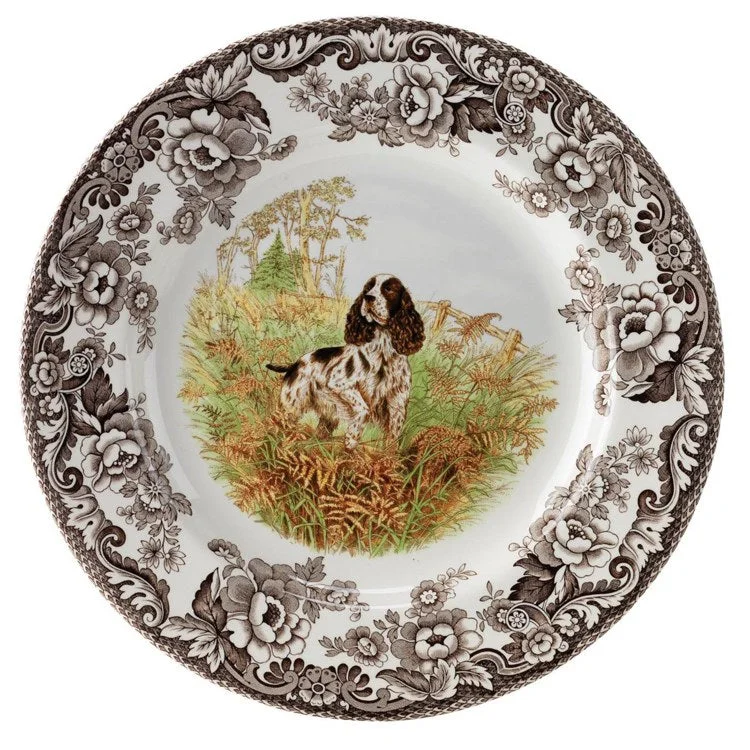 bamboo tableware set for picnics-Spode Woodland 10.5" Dinner Plate - English Springer Spaniel