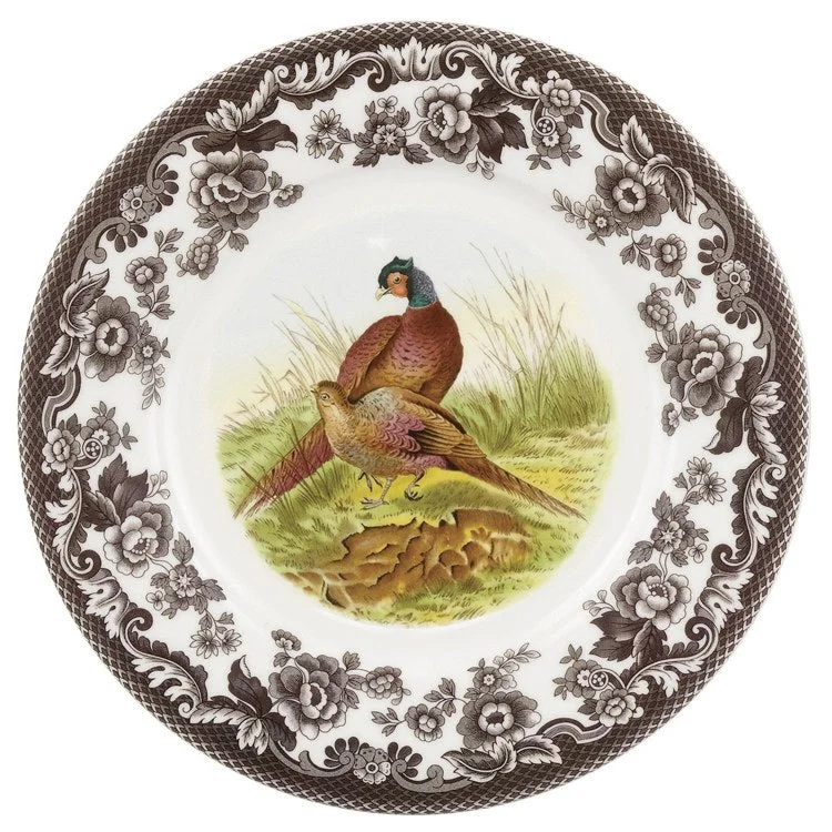 high-end tableware for fine dining-Spode Woodland Luncheon Plate - Pheasant