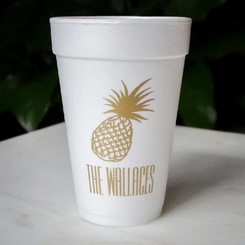 elegant coffee mugs for events-Pineapple Styrofoam Cups