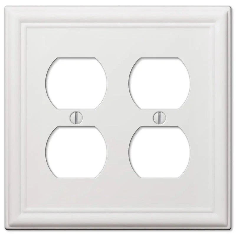 fine china dinner plates set-Amerelle Chelsea White 2 gang Stamped Steel Duplex Wall Plate 1 pk