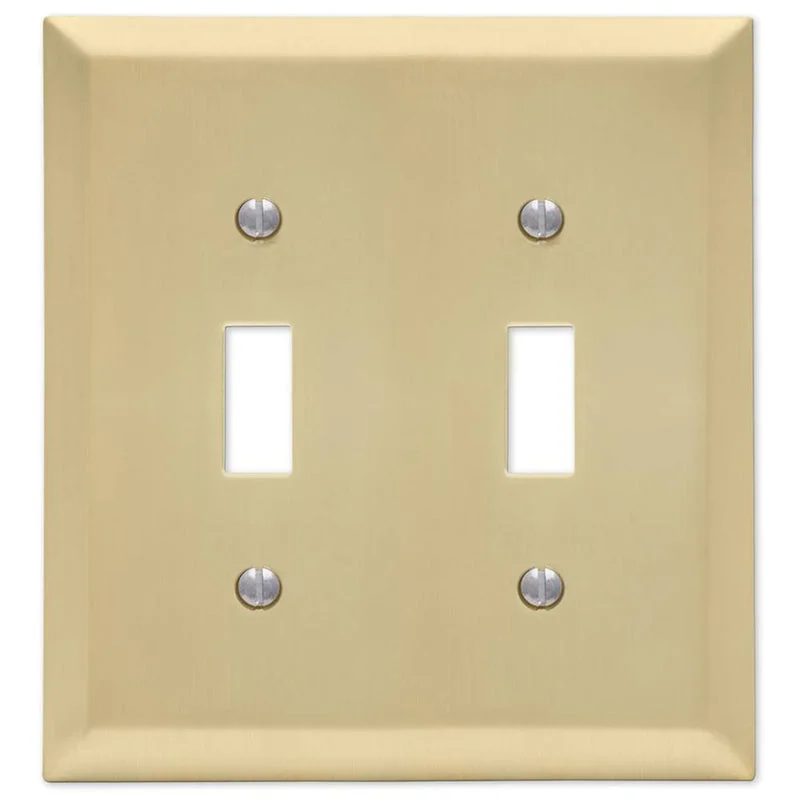 best dinnerware for restaurant use-Amerelle Century Satin Brass 2 gang Stamped Steel Toggle Wall Plate 1 pk