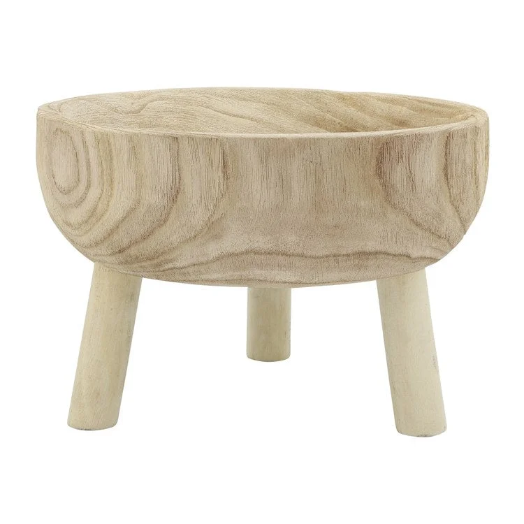 stylish dinnerware for home celebrations-11" Wood Bowl with Legs - Natural