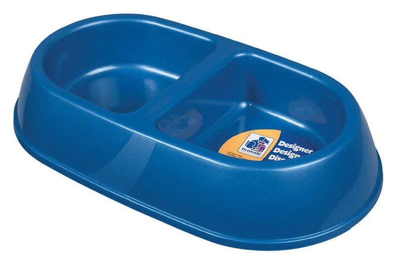 rustic serving dishes for parties-Petmate Blue Double Diner Plastic 14 oz Pet Dish For Universal