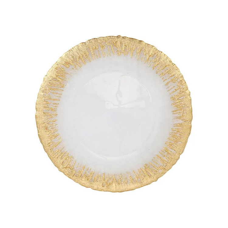 sustainable dinner plates-Rufolo Glass Gold Brushstroke Dinner Plate