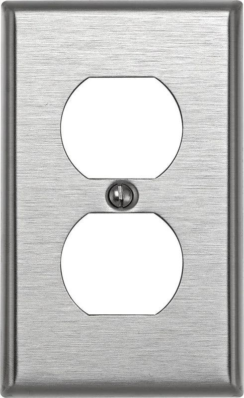 non-toxic dinnerware for kids-Leviton Silver 1 gang Stainless Steel Duplex Wall Plate 1 pk