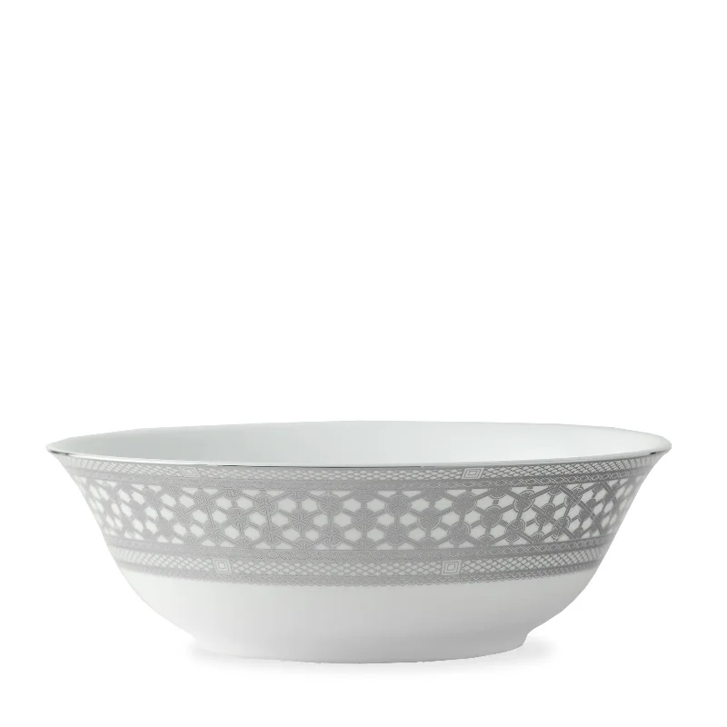 budget-friendly dinnerware-Hawthorne Ice Platinum Medium Serving Bowl