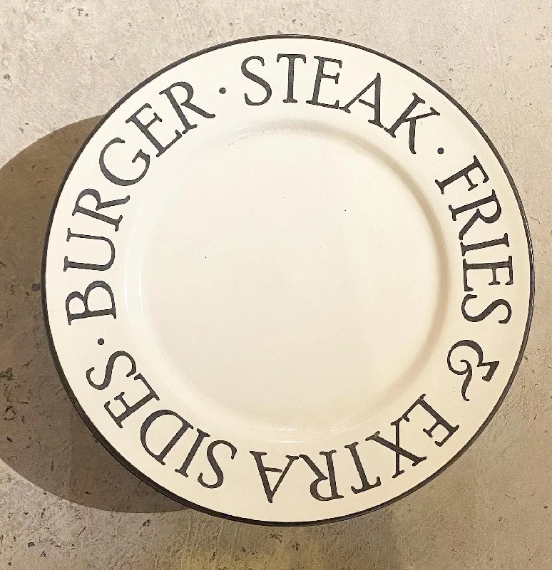 durable plates and bowls set-12” plate Burger, Steak, Fries & Extra Sides