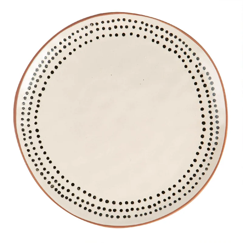 farmhouse dinnerware set-26cm Spotted Rim Portuguese Stoneware Dinner Plate - By Nicola Spring