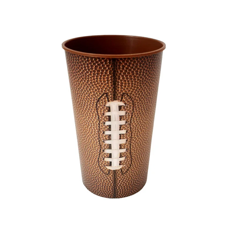 travel mugs with straws-Football Plastic Cup - 22 ounces