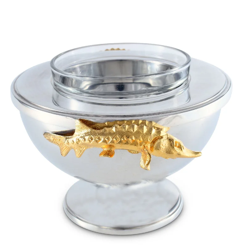 high-end tableware for fine dining-Gold Sturgeon Caviar Server