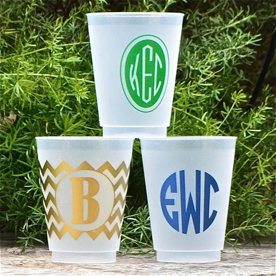 sleek travel mugs for commuters-Custom Monogram Shatterproof Cups