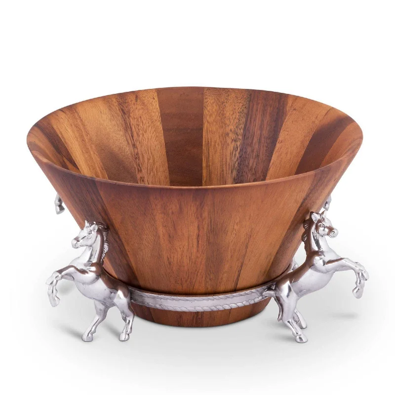 family-friendly dinnerware sets-Horse Wood Tall Salad Bowl