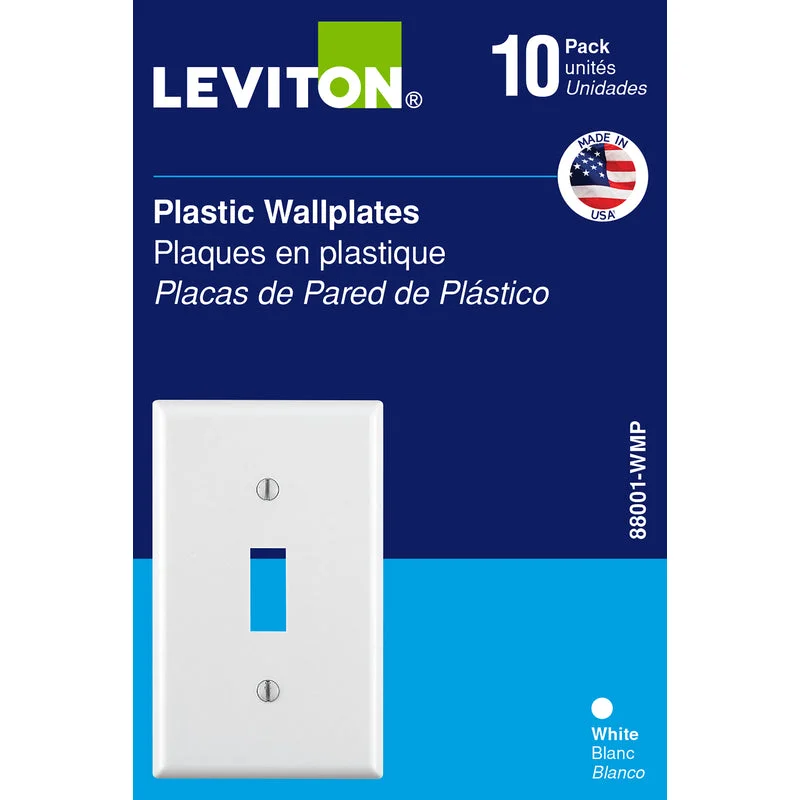 durable bowls and plates set-Leviton White 1 gang Thermoset Plastic Toggle Wall Plate 10 pc