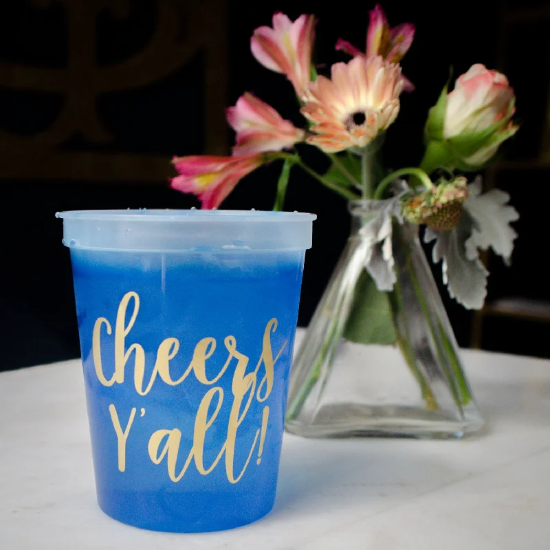 travel cups for hot beverages-Cheers Y'all Color Changing Stadium Cups