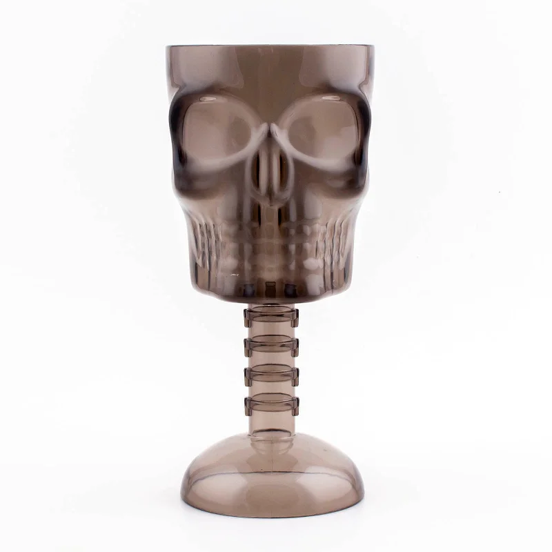 vintage coffee mugs-BarConic® Plastic Stemmed Skull Cup - Smoke - 12 ounce