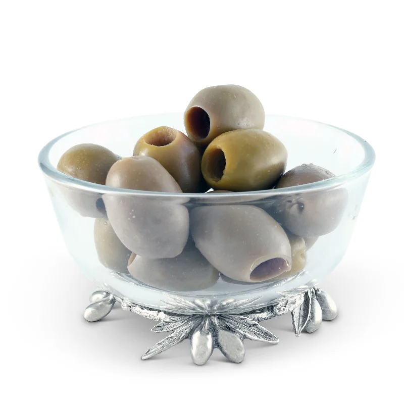 durable dinnerware for everyday use-Olive Grove Glass & Pewter Bowl