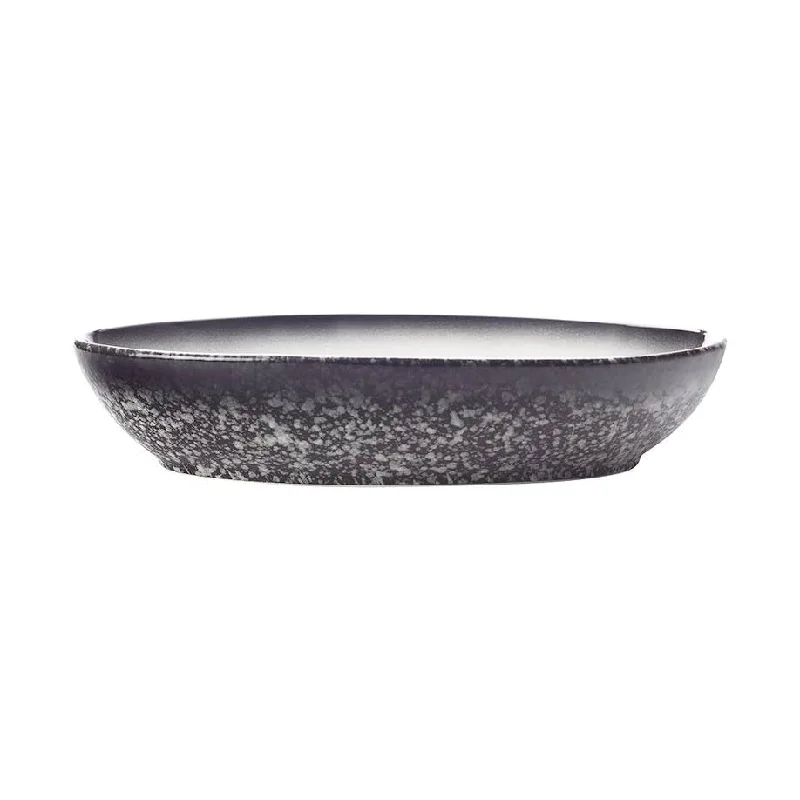 dinner plates with unique designs-Maxwell & Williams 20cm Caviar Granite Oval Bowl Blue