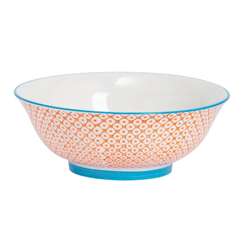 lightweight bowls and plates set-21.5cm Hand Printed China Salad Bowl - By Nicola Spring