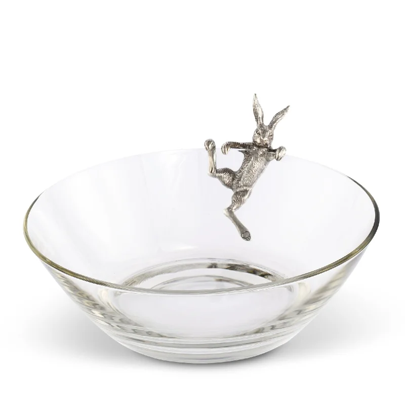 dishwasher-safe dinner plates for parties-Climbing Bunny Glass Serving / Salad Bowl