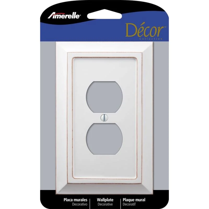 outdoor meal set dinner plates-Amerelle Savannah White 1 gang Wood Duplex Wall Plate 1 pk