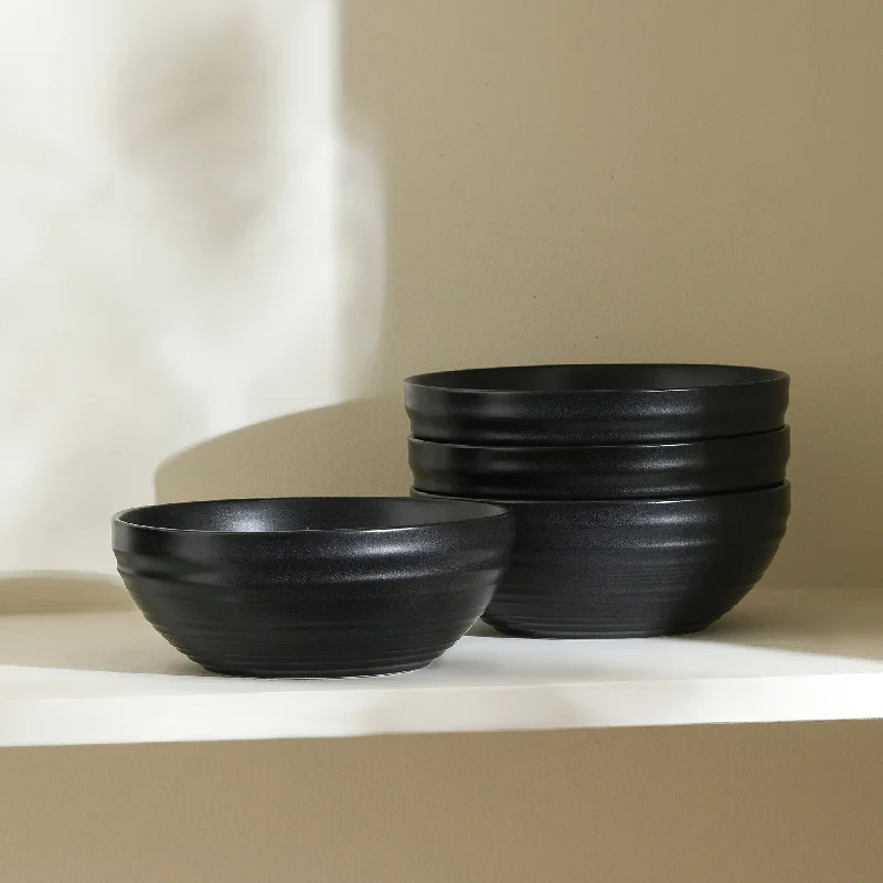 heavy-duty plastic dinner plates-Elio Stoneware Bowl - Black