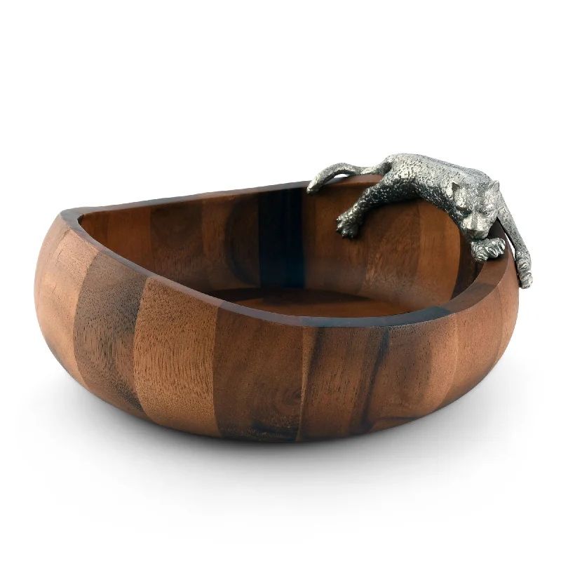 elegant dinnerware for parties-Leopard Wood Salad Bowl - Large