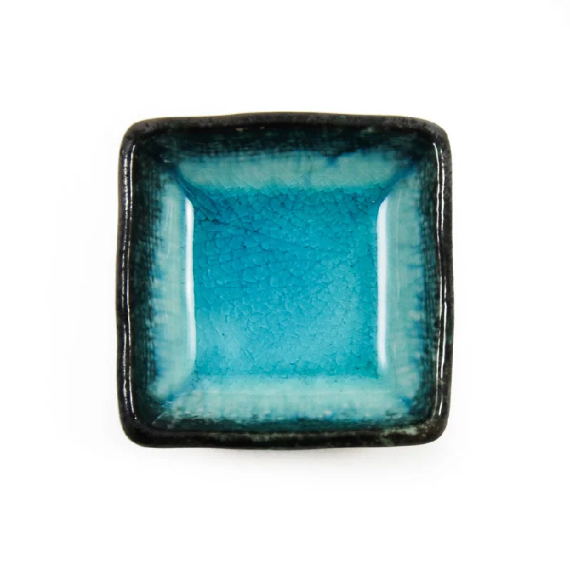 high-quality porcelain plates for dining-Square Turquoise Dipping Bowl, 7cm