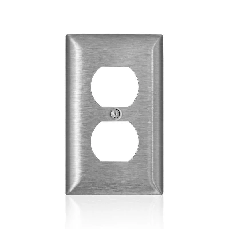 eco-conscious dinnerware brands-Leviton C-Series Satin Silver 1 gang Stainless Steel Duplex Wall Plate 1 pk