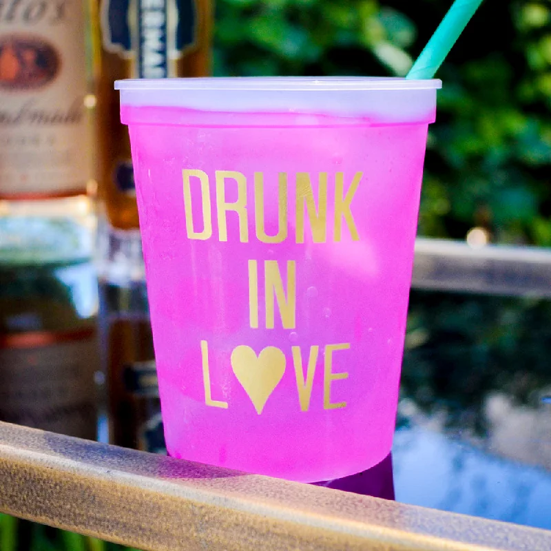 hot beverage mugs for travel-Drunk In Love Bachelorette Party Cups