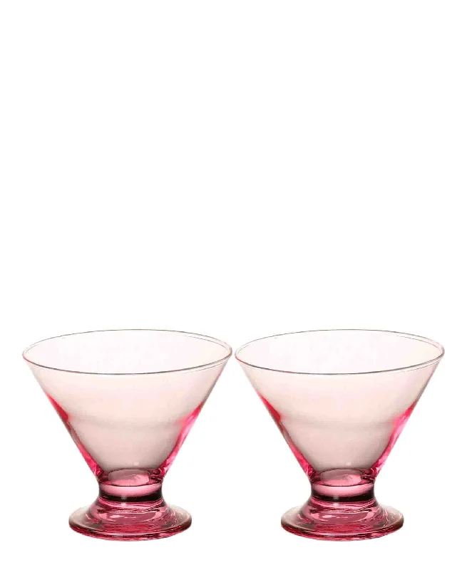 fancy dinnerware for holiday meals-Pasabahce 2 Piece Macaron Dessert Bowl - Pink