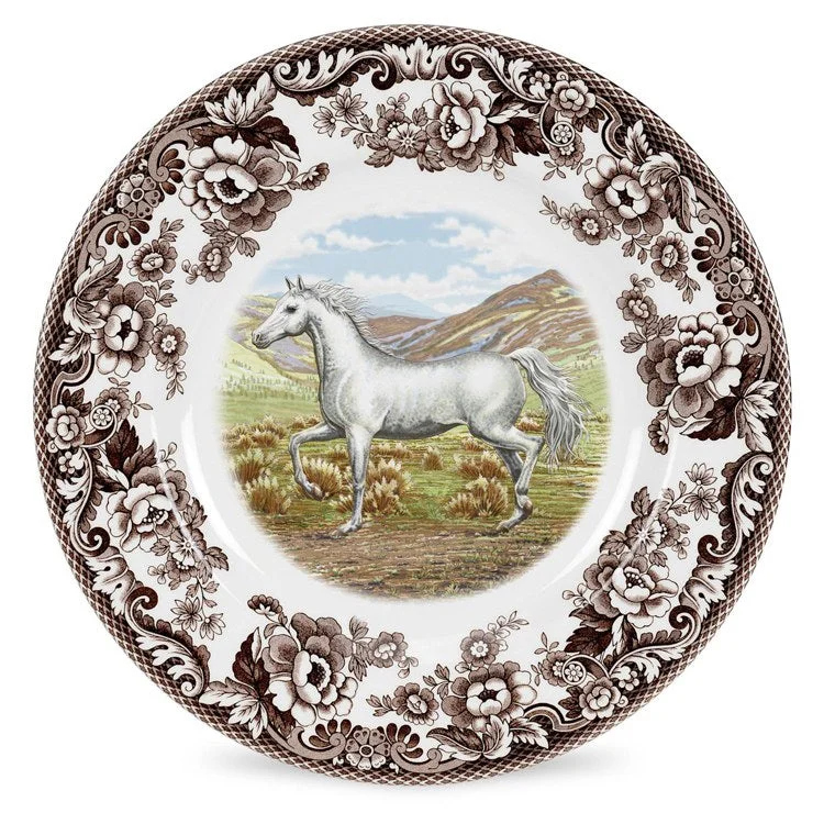 dinner plates with gold trim-Spode Woodland Horses 10.5" Dinner Plate - Arabian