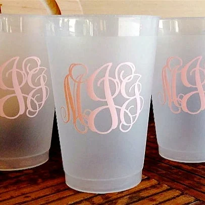 modern tea mugs for gifts-Monogrammed Clear Shatterproof Party Cups