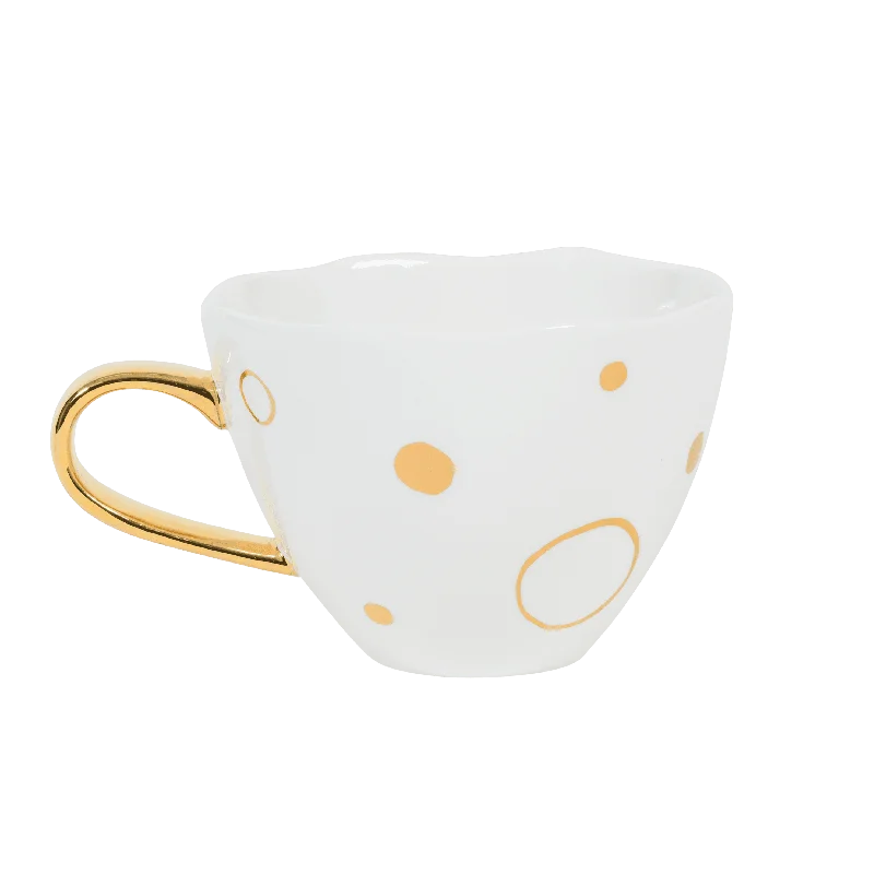 heat changing mugs-Good Morning cup Cappuccino/Tea Special Edition Circle Gold s/2 in giftbox