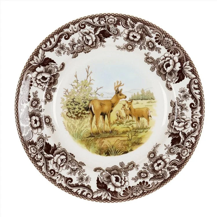 large dinnerware sets for 12 people-Spode Woodland 10.5" Dinner Plate - Mule Deer