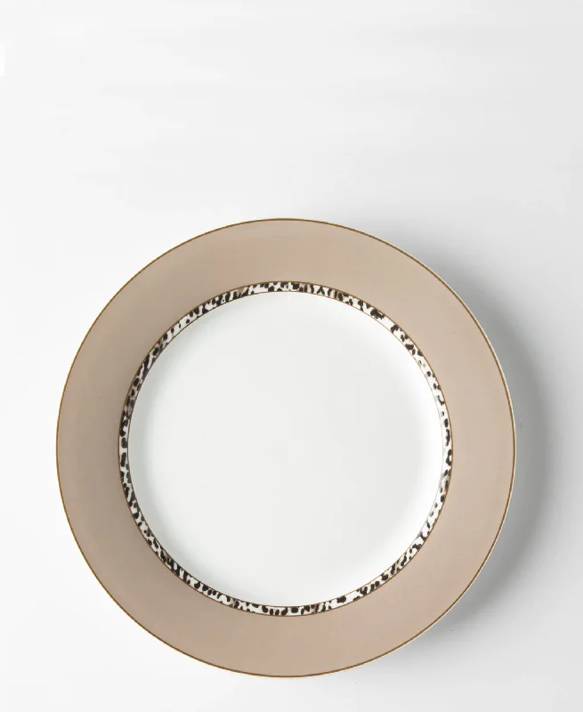 eco-conscious dinnerware products-Jenna Clifford Leopard 27cm Dinner Plate - Cream & White