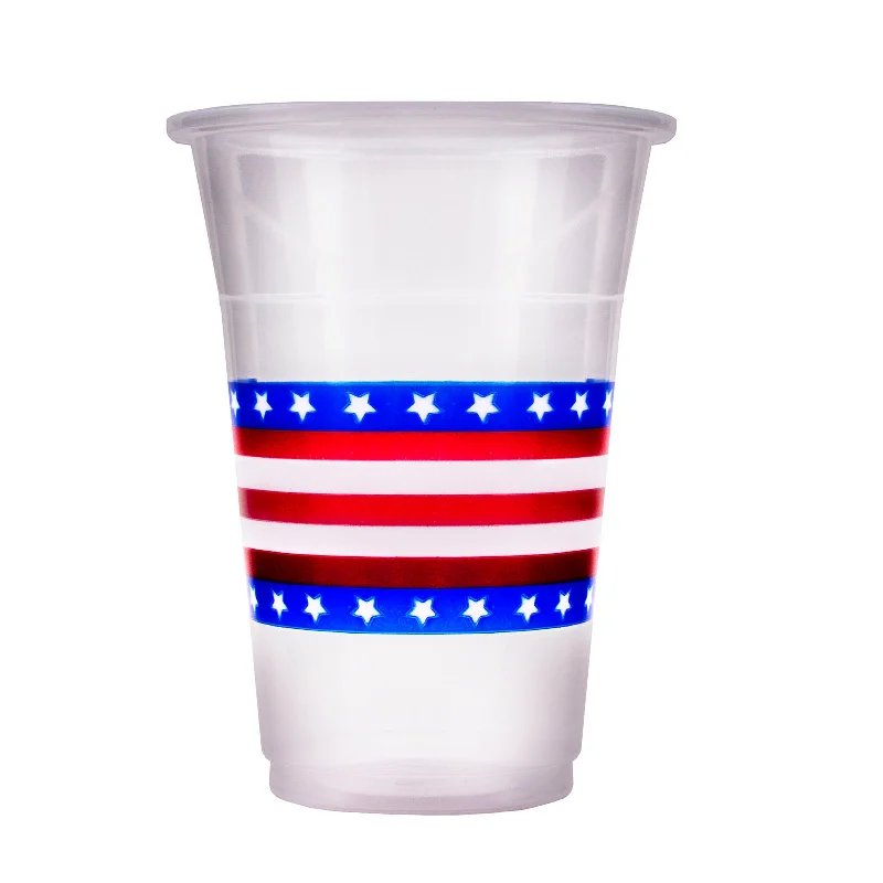 fun shaped mugs for coffee-Soft Plastic Cups - Flag 20 Ct. - 16 ounce