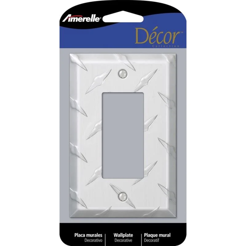 fancy dinnerware for restaurant settings-Amerelle Diamond Silver 1 gang Stamped Aluminum Decorator Wall Plate 1 pk