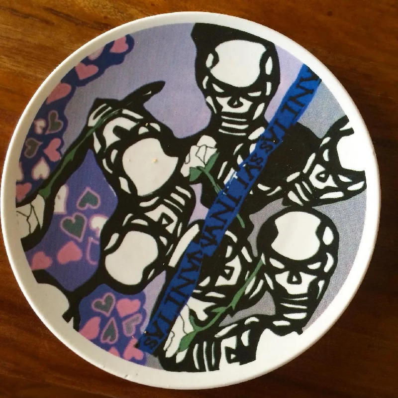 lightweight dinner plates for travel-Vanitas purple skulls 8” plate. Designed by Anjum Alix Noon