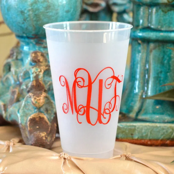 insulated travel mugs for hot drinks-Vine Monogram Custom Frost Flex Cups