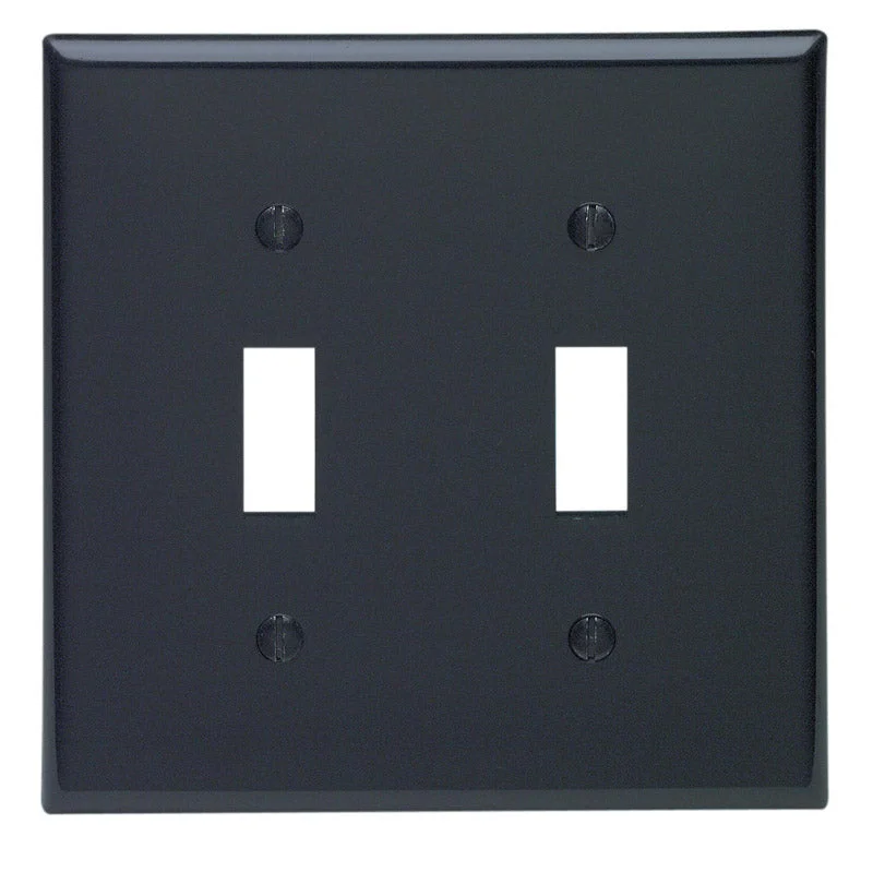 rustic dinnerware set for home-Leviton Black 2 gang Nylon Toggle Wall Plate 1 pk