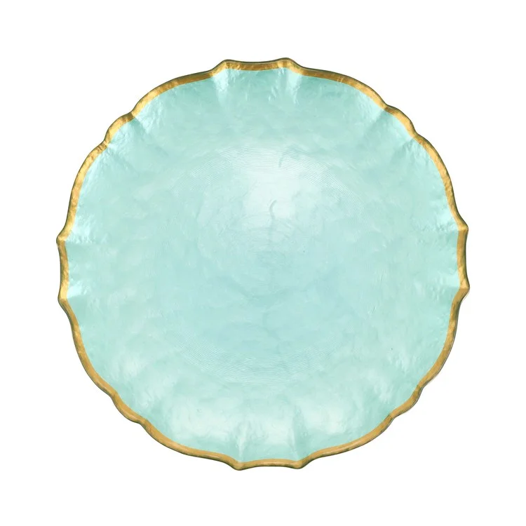 heavy-duty dinnerware for restaurants-Baroque Glass Aqua Dinner Plate