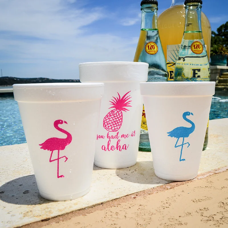 customizable mugs with names-Custom Printed Flamingo Foam Party Cups