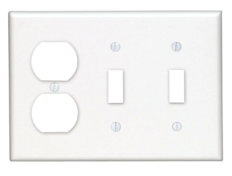 artistic dinner plates for home décor-Leviton White 3 gang Thermoset Plastic Duplex/Toggle Wall Plate 1 pk