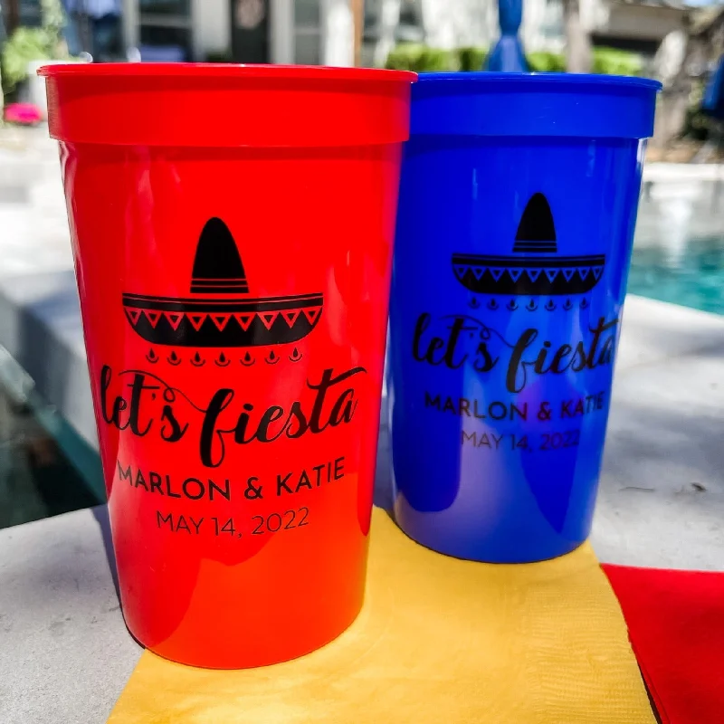 large tea cups for relaxing-Custom Let's Fiesta Stadium Cup Party Favors