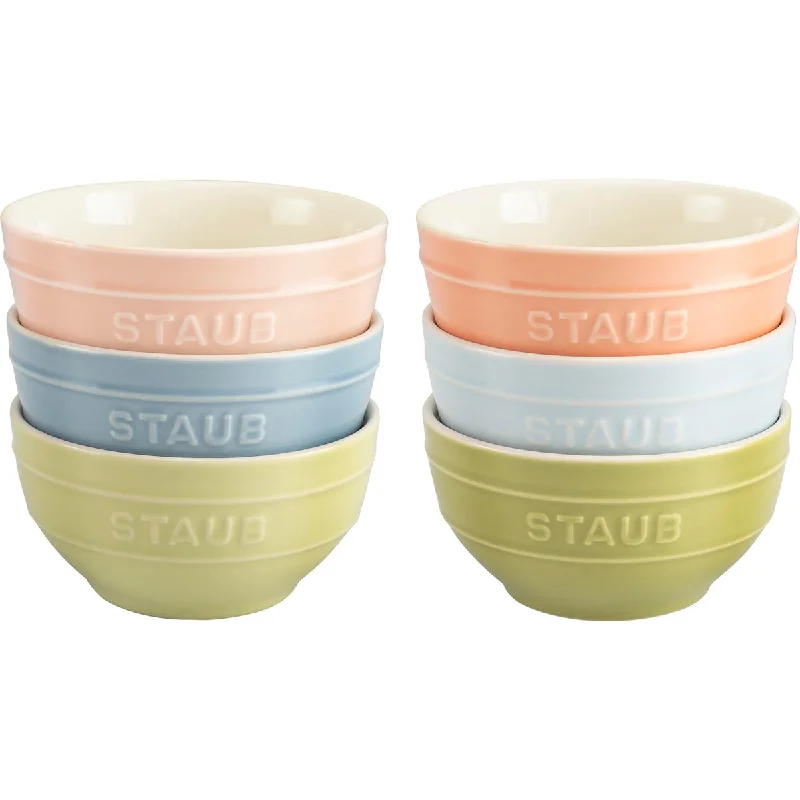 stylish dinnerware for home celebrations-Ceramic 6-pc 4.75-inch Small Universal Bowl Macaron Pastel Colors