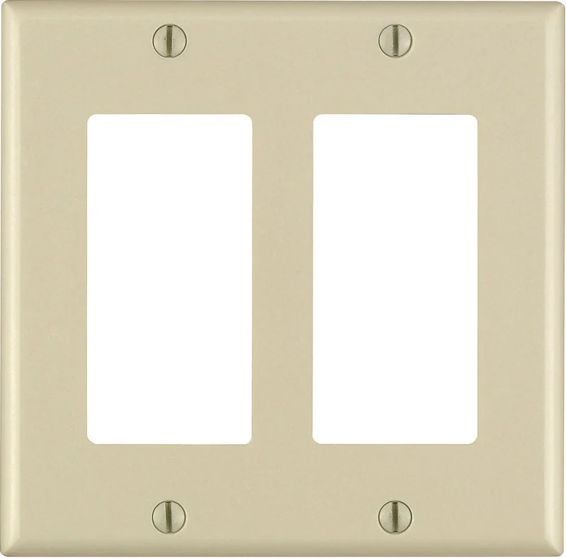 affordable dinner plates for students-Leviton Decora Ivory 2 gang Thermoset Plastic Decorator Wall Plate 1 pk