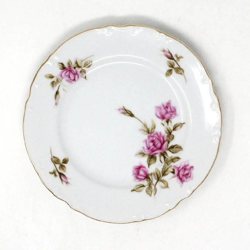 vintage dinnerware sets-Bread & Butter Plate, Mikasa, Rosetta, Pink Roses, Vintage Japan