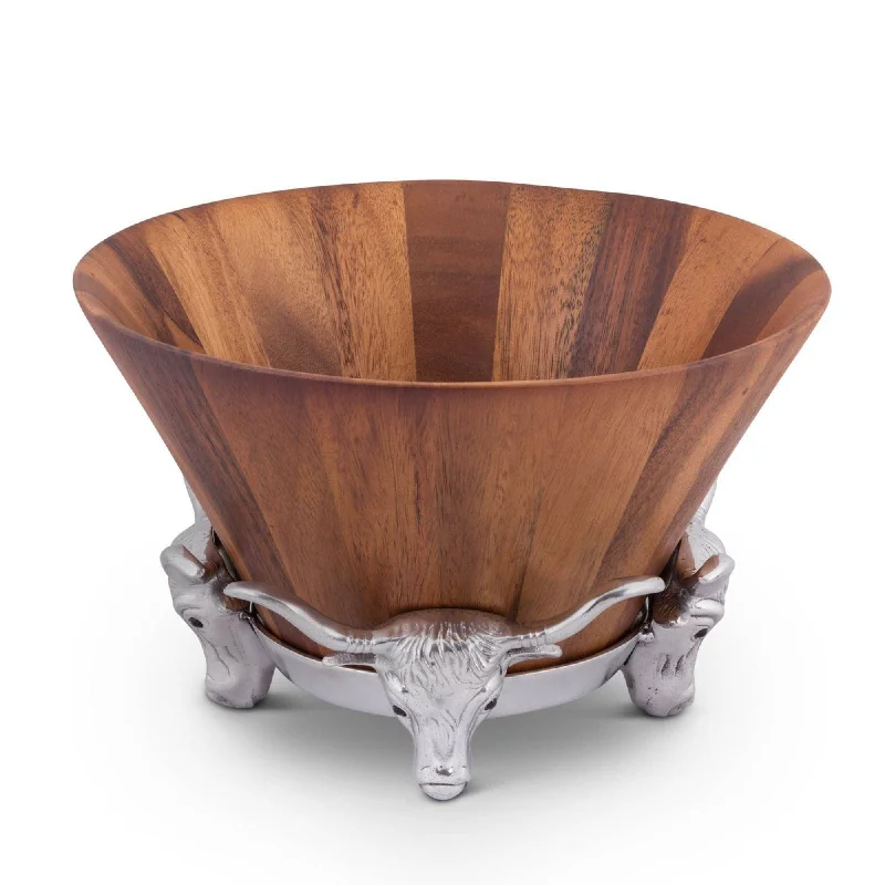 rustic plates and bowls set-Longhorn Salad Bowl